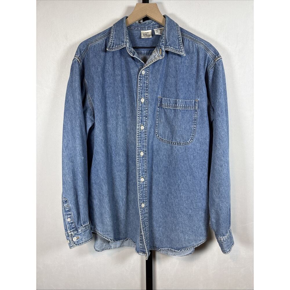 Disney Store Winnie the Pooh Denim Shirt Women's Large Embroidered 90s Vintage - Picture 3 of 7